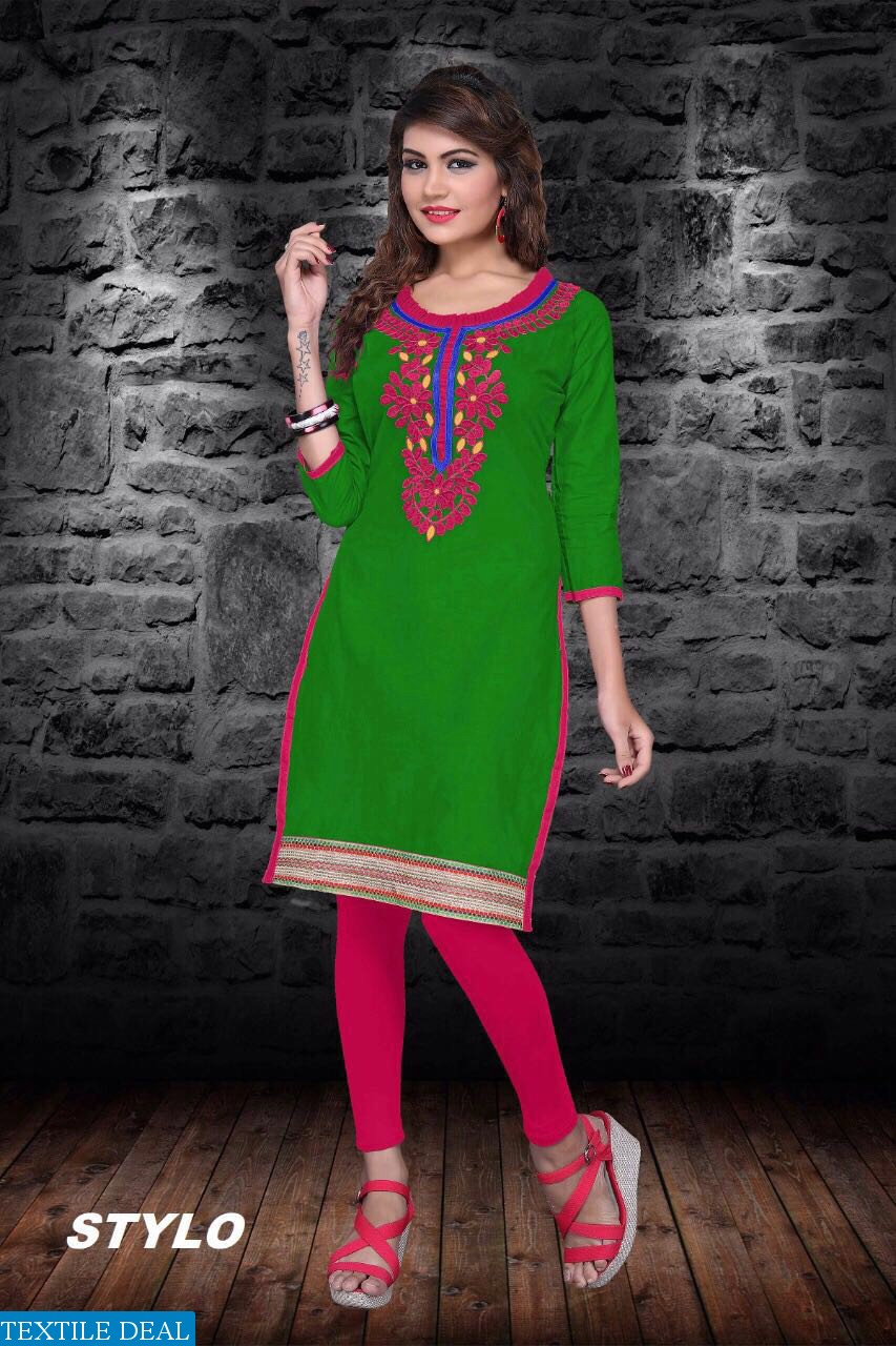 Stylo Cotton With Embroidery long kurtis
